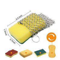 Fiesta Stainless Steel Cast Iron Cleaner Chainmail Scrubber for Cast Iron Pan Easy Handing Skillet Cleaner for Home and Camping: New Cellulose Sponge, One Size
