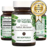 Natural Nutra Garlic Supplement, Odorless Garlic Oil Extract Pills for High Blood Pressure and Cholesterol, Heart and Immune System Health, Allium Sativum, 500 mg, 100 Capsules