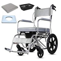 NESSTIC Toilet Chair 4 in 1 Wheelchair Foldable Commode Seat with Padded Cushion PU Transport Mobile Chair Portable Bedside Commodes Shower Bath Chair with Wheel for Elder Disabled Pregnant