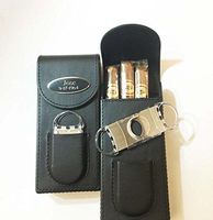 Personalized Engraved Free Cigar Case,Cutter-Black leather-Valentine's day, Holidays, Christmas gift