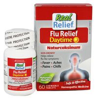 Real Relief Homeolab Flu Daytime naturcoksinum Tablets, 60Count Non-Drowsy. for Pain, Fever, Aches, Pains, Chills
