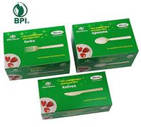 GreenWorks 300 Count 7" Biodegradable Compostable CPLA Cutlery Set,100 Forks 100 Spoons 100 Knives,Large Heavyweight Disposable Bio-based Plastic Cutlery