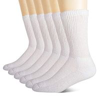 +MD Non-Binding Diabetic Socks for Men Women-6 Pairs Medical Circulatory Crew Socks with Cushion Sole White 9-11