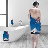 Nalahomeqq Bath towel set Mount Fuji cherry tree 3D Digital Printing No Chemical OdorEco-Friendly Non Toxic13.8 x 13.8-11.8"x27.6"-27.6"x55.2"