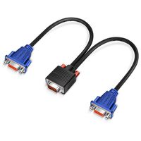 VGA Splitter Cable, ELUTENG 1 Male to Dual 2 Female VGA Y Adapter High Resolution Double VGA Video Converter Cable for Monitor Screen Duplication 1ft