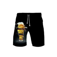 CCatyam Plus Size Short Pants for Women Men, Trousers Shorts 3D Printed Beer Festival Athletic Beach Fashion Black