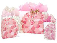 Gift Bags, Assorted Sizes, Bundled with Coordinating Tissue Paper and Raffia Ribbon (Gilded Blooms)