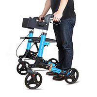 ZSMPY Folding Four-Wheel Roller Walker with Padded seat, Lockable Brake, Ergonomic Handle and Carrying case ZS