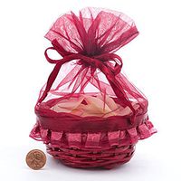 Burgundy Basket with Organza | Quantity: 10