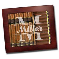 Personalized Groomsmen Cigar Humidor Gift Box Set - Custom Engraved Groom, Best Man Wedding Party Cigar Gifts (Rosewood)