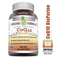 Amazing Formulas CoQ10 with Bioperine - 60 Softgels (Non-GMO) - Supports Cardiovascular & Circulatory Health - Supports Energy Production - Promotes Digestive Health & Muscle Function. (400 mg)