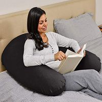 Yogibo Support Reading Pillow Unique U-Shaped Backrest With Arms, Provides A Lift for Watching TV, Gaming, Working, Filled with Soft Micro-Beads, Black