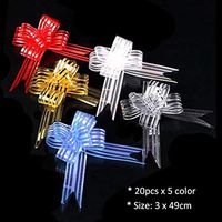 Organza Butterfly Gift Wrapping Bows, Pull Bow for Birthday Holiday Valentine's Day Wedding Presents Flower Packages Decoration (Bulk 100 Pack - 5 Color)