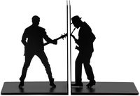 SONGXIN Guitarist Bookends for Shelves, Black Metal Bookends Musician Book Ends, Decorative Bookends for Collecting CDs, Albums, Magazines, Heavy Books