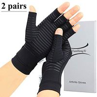 2 Pairs Arthritis Gloves,Copper Compression Arthritis Gloves,Fingerless Hand Gloves for Women and Men,Carpal Tunnel, RSI Osteoarthritis,Computer Typing, and Everyday Support (Black, Medium)
