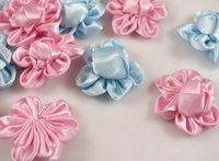 20pcs Ribbon Buns Flower Bows Appliques Wedding DIY Craft Upick (Mix)