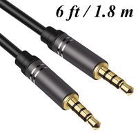 6Ft Male to Male Audio Cable,Jeselry 4 Pole Hi-Fi Stereo Sound 3.5mm Aux Cable Adapter/Auxiliary Cable/Aux Cord Compatible Headphones, iPods, iPhones, iPads, Home/Car and More 1.8M-Black