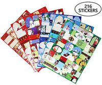 JOYIN 216 Pieces Christmas Gift Tag Stickers Self Adhesive Santa Xmas Tree Snowmen Deer Christmas Holiday Party Decoration Presents Labels Decals Christmas Gift Party Favors
