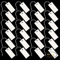 YEJI 100 pcs White Marking Tags Gift Tags Display Tags Price Tags Price Labels with White Hanging String, Size 20 x 40 mm