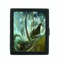 Gigantic Octopus Kraken D5 Small Black Metal Cigarette Case Scary Sea Monster Giant Attacking Squid