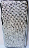 1 Eclipse Silver Glitter Cigarette Case with Mirror, Fits 120's Cigarettes, Can Hold 14 Cigarettes
