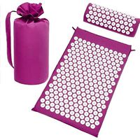 Salemor Acupressure Mat and Pillow Set Relieve Back/Neck Pain Relief Muscle Relaxation and Pains at Pressure Points(Purple)
