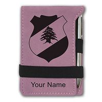 Mini Notepad, Coat of Arms Lebanon, Personalized Engraving Included (Pink)