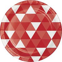 Creative Converting 319965 96 Count Dessert/Small Paper Plates, Fractal Classic Red