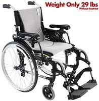 Karman Healthcare S-Ergo 305 16" Seat Width, Ultra Lightweight Ergonomic Wheelchair, Quick Release Wheels - 29 lbs in Pearl Silver