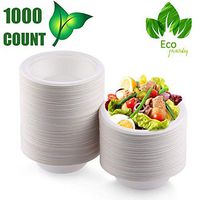 OURhome 1000 Disposable Biodegradable Bowls - 8 Oz Compostable & Microwavable and Leakproof Tableware for Hot and Cold Foods