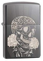 Custom Personalized Zippo High Polish Fancy Skull Design Windproof Lighter Free Engraving #29883