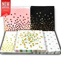 100 Pack Party Luncheon Napkins - Disposable Paper Napkins In 5 Assorted Gold Dot Designed - for Bridal Showers, Wedding, Anniversary, New Year Birthday Party, 6.5 x 6.5 Inches Folded