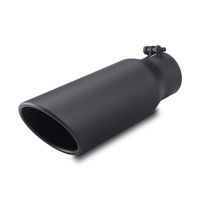 3 Inch Inlet Black Exhaust Tip, 3" x 4" x 12" Universal Bolt On Stainless Steel Diesel Exhaust Tailpipe Tip