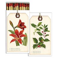 HomArt Large Decorative Candle and Fireplace Wood Matches | Holiday Botanical Tags | Set of 3