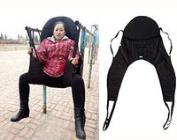 Medical Padded Patient Lift U Sling with Head Support, Black, Medium,600lb Capacity