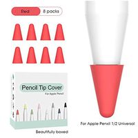 OneCut 8 Pcs Silicone Pencil Nib/Tip Protector Cap for Drawing Noiseless Compatible for Apple Pencil 1st/2nd Replacement Non-Slip Writing Nib/Tip Protector (Red)
