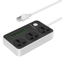Linkwow 3 Outlet Power Strip with 6 USB Ports, Smart Power Socket Surge Protector for Safety, Fast Charging Station 10A 2500W for Phone and Tablet Charging (Power Strip)