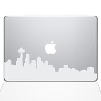 The Decal Guru Seattle City Skyline Decal Vinyl Sticker, 13" MacBook Pro (2016 & Newer Models), White (2332-MAC-13X-W)