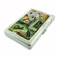 Perfection In Style Metal Cigarette Case with Built in Lighter Vintage Insects Design 010