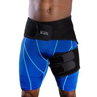 Athletec Sport Adjustable Compression Groin Support Wrap for Hip Arthritis, Thigh, Hamstring, Quadriceps Injuries, Sciatic Nerve Pain Relief Brace for Men & Women - Black (One Piece)