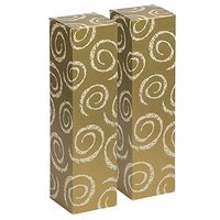 JAM PAPER Wine Gift Boxes - 3 1/4 x 3 1/4 x 13 1/4 - Gold with White Swirls - 2/Pack
