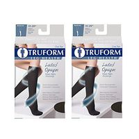 Truform Women's Compression 15-20 mmHg Knee High Open Toe Stockings Black, Large, 2 Count