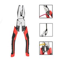 Lineman's Pliers, Combination Pliers with Wire Stripper/Crimper/Cutter Function, Heavy Duty Side Cutting High-Leverage Plier, 8 inch NEWACALOX Red
