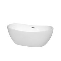 Wyndham Collection Rebecca 60 inch Freestanding Bathtub in White with Polished Chrome Drain and Overflow Trim