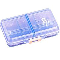 Yeeho Pill Case - Portable Flip Tablet Box Holder with 8 Compartments - Double Decker Medicine Capsules Vitamin Foldable Organizer Container Storage for Travel Trip Pocket Purse -Translucence Blue