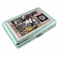 Tarot Card Death S14 Silver Cigarette Case Metal Wallet Id Holder 4" X 2.75" RFID Protection