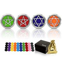 BEAVO 4PCS Car Aromatherapy Essential Oil Diffuser (30mm) Stainless Steel Locket Air Freshener Vent Clip -2 Star of David,2 Star Diffuser Lockets with 40 Felt Pads +1 Gift Box + Gold Gift Bag