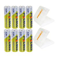AA Rechargeable Battery 1.2V Ni-MH 1300mAh Count:Pcs (8) with 2 Pcs AA/AAA Battery Box
