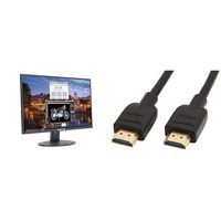 Sceptre E225W-19203R 22" Ultra Thin 75Hz 1080p LED Monitor 2X HDMI VGA Build-in Speakers, Metallic Black 2018 & AmazonBasics High-Speed 4K HDMI Cable, 6 Feet, 1-Pack