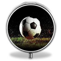 Compact 3 Compartment Medicine Case, IMLONE Customized Soccer Pill Organizer Metal Pill Box Pill Container for Purse, Travelling and Daily Needs
